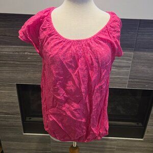 George Plus Vibrant Pink Floral Lace Short Sleeve Blouse